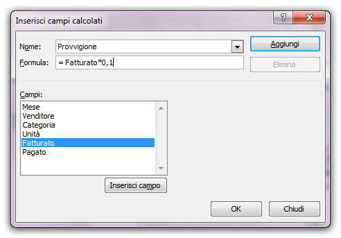 Figura 2: aggiungere il campo Provvigione 