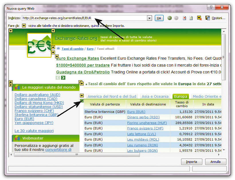 Figura 2: la finestra Nuova query web