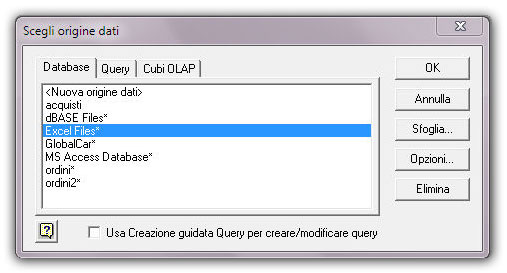 Figura 1: la finestra Scegli origine dati