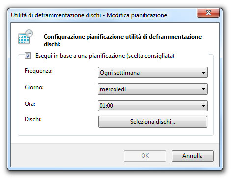 Figura 2: decidi tu quando avviare automaticamente la deframmentazione