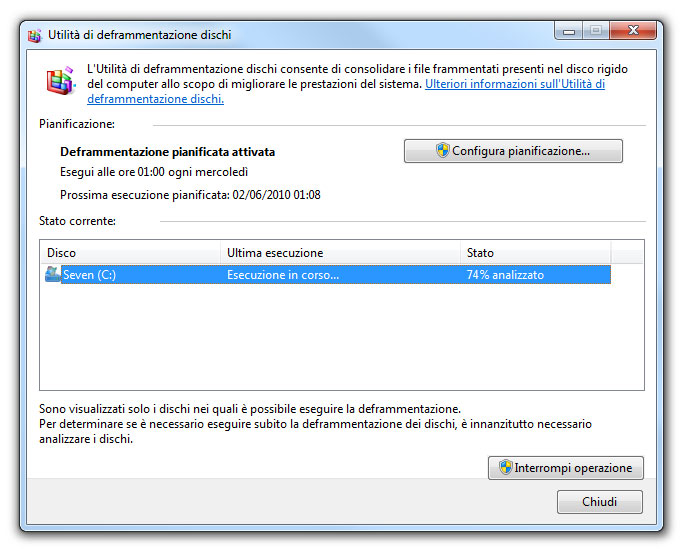 Figura 3: ovviamente, puoi effettuare la deframmentazione ogni volta che lo desideri