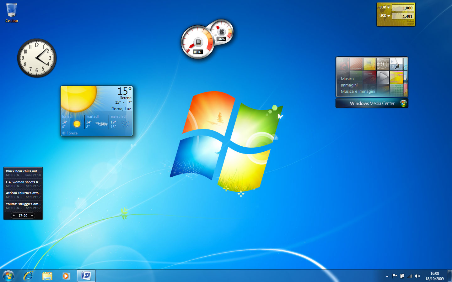Figura 13: i gadget di Windows 7 sul desktop