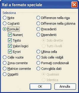 Figura 15: la finestra Vai a formato speciale