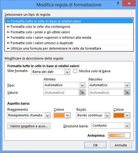 Figura 10: modificare l’aspetto delle barre di dati