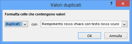 Figura 4: la finestra Valori duplicati