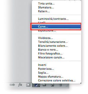 Figura 22: creare un livello di regolazione Curve in Photoshop CS4
