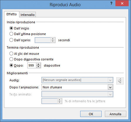 Figura 4: le opzioni dell’effetto audio