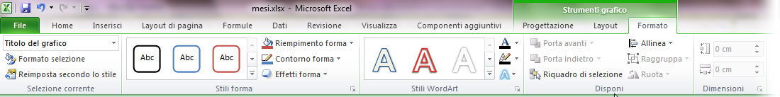 Figura 10: la scheda Formato degli Strumenti grafico 