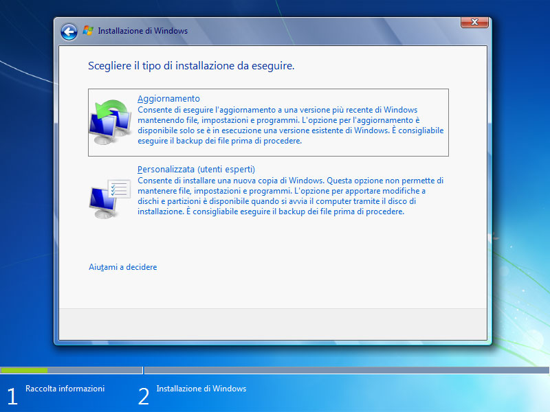 Figura 16: l’aggiornamento converte Windows Vista a Windows 7