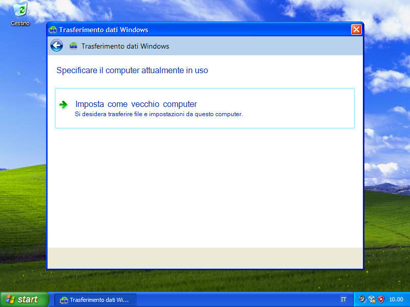 Figura 20: il computer con Windows XP deve essere impostato come vecchio computer