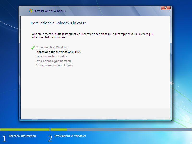 Figura 6: il sistema si riavvierà alcune volte prima di completare l’installazione dei file