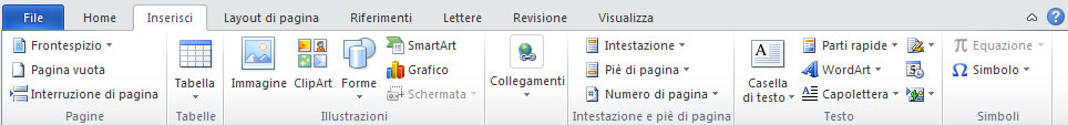 Figura 1: la scheda Inserisci di Word 