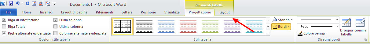 Figura 6: le schede aggiuntive per la gestione delle tabelle 