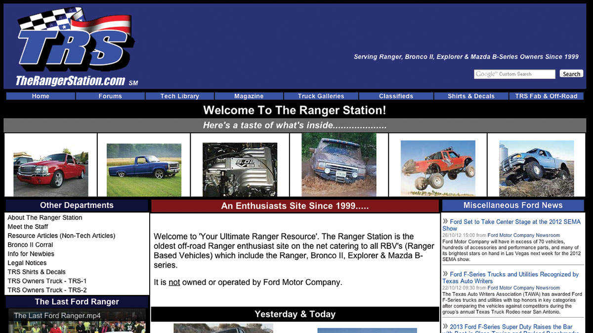 Figura 2: l’home page attuale del sito The Ranger Station