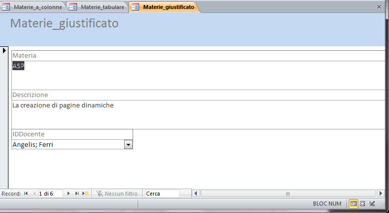 Figura 10: una maschera con layout Giustificato