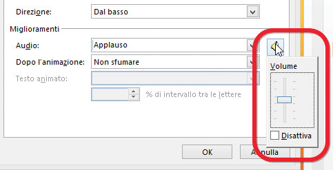 Figura 2: impostazione del volume dell’audio