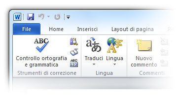 Figura 2: la sezione lingua di Microsoft Word 2010