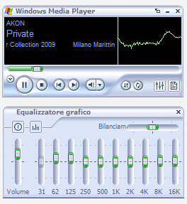 Figura 4: equalizzatore di Windows Media Player