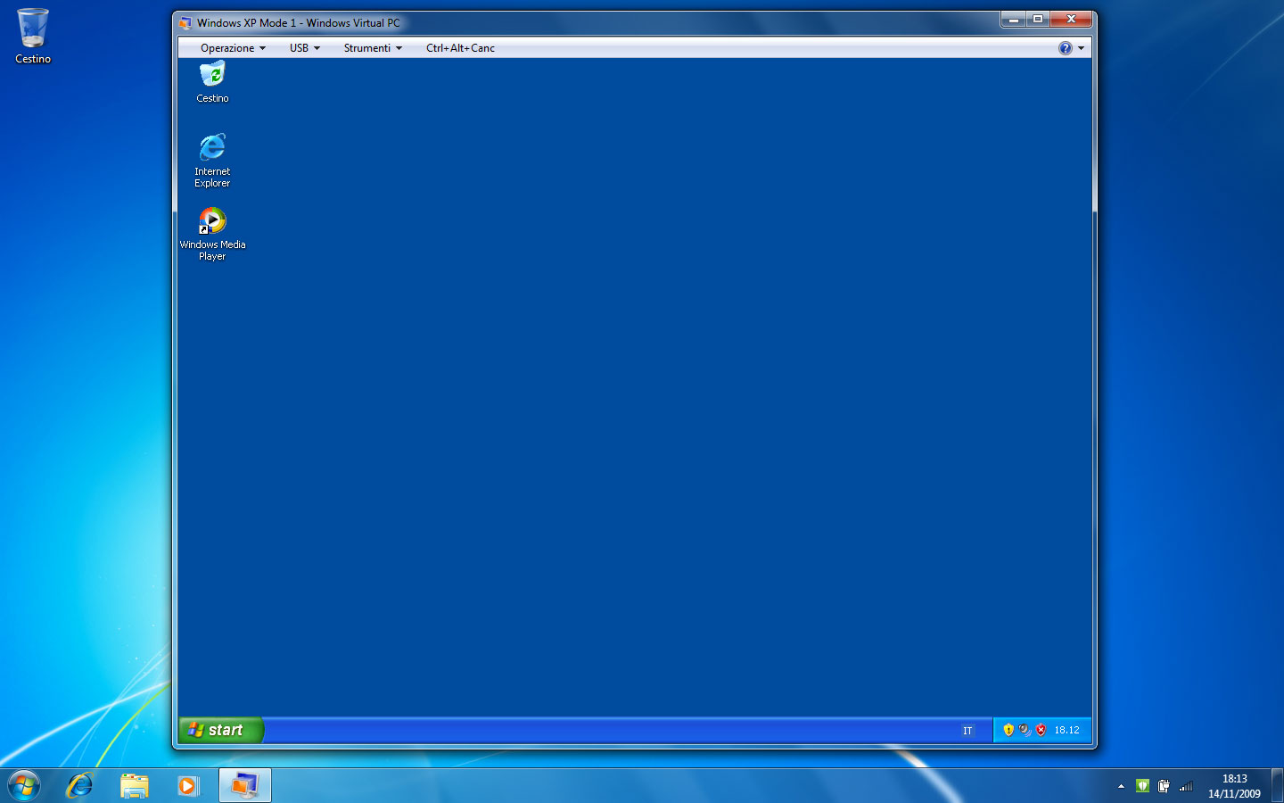 Figura 7: Windows XP virtualizzato in una finestra di Windows 7