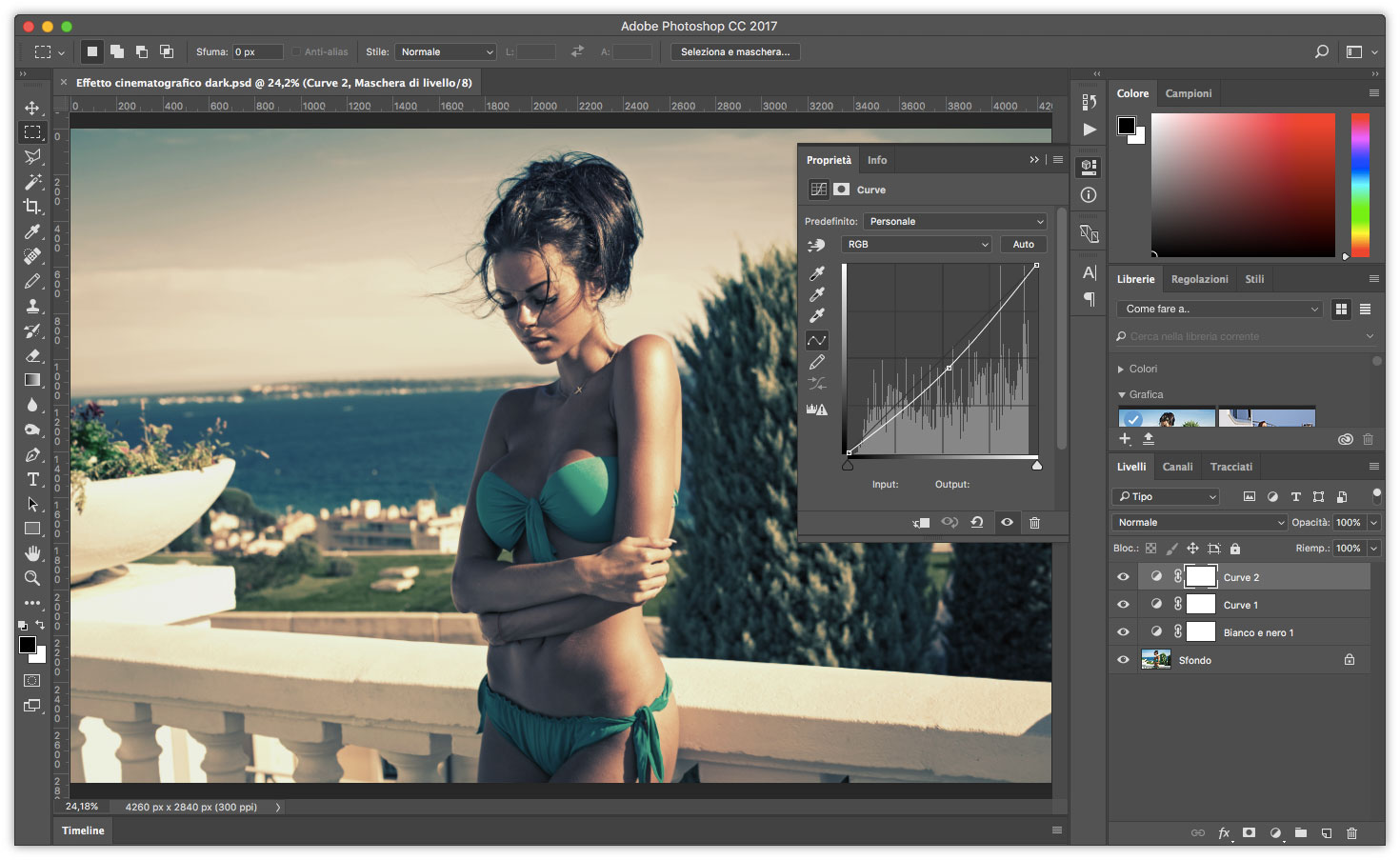 Figura 4: con l'aggiunta di una nuova curva in Photoshop CC ci avviciniamo al risultato finale