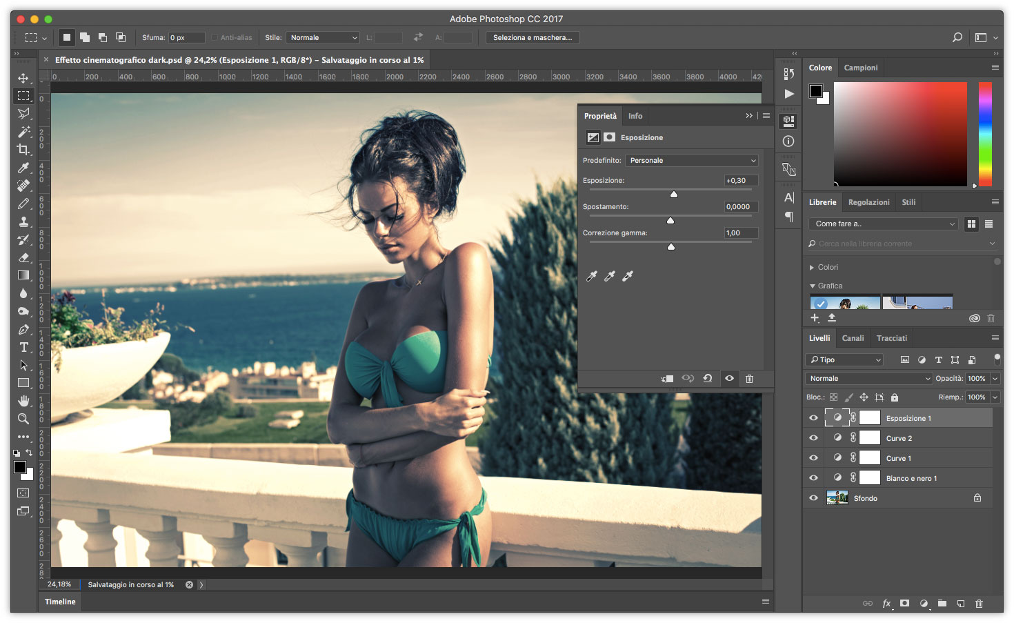 Figura 5: regolazione del cursore Esposizione in Photoshop CC