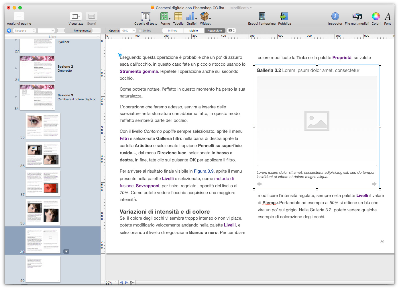 Figura 4: il segnaposto per le gallerie di iBooks Author