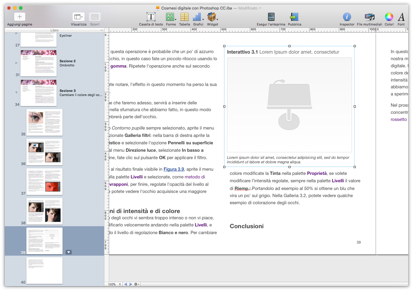 Figura 9: il segnaposto per l’inserimento di una presentazione di keynote in iBooks Author