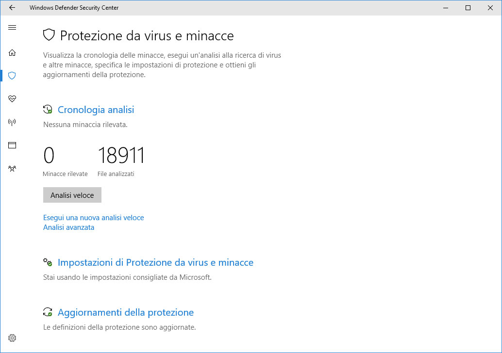 Figura 2: la finestra Protezione da virus e minacce